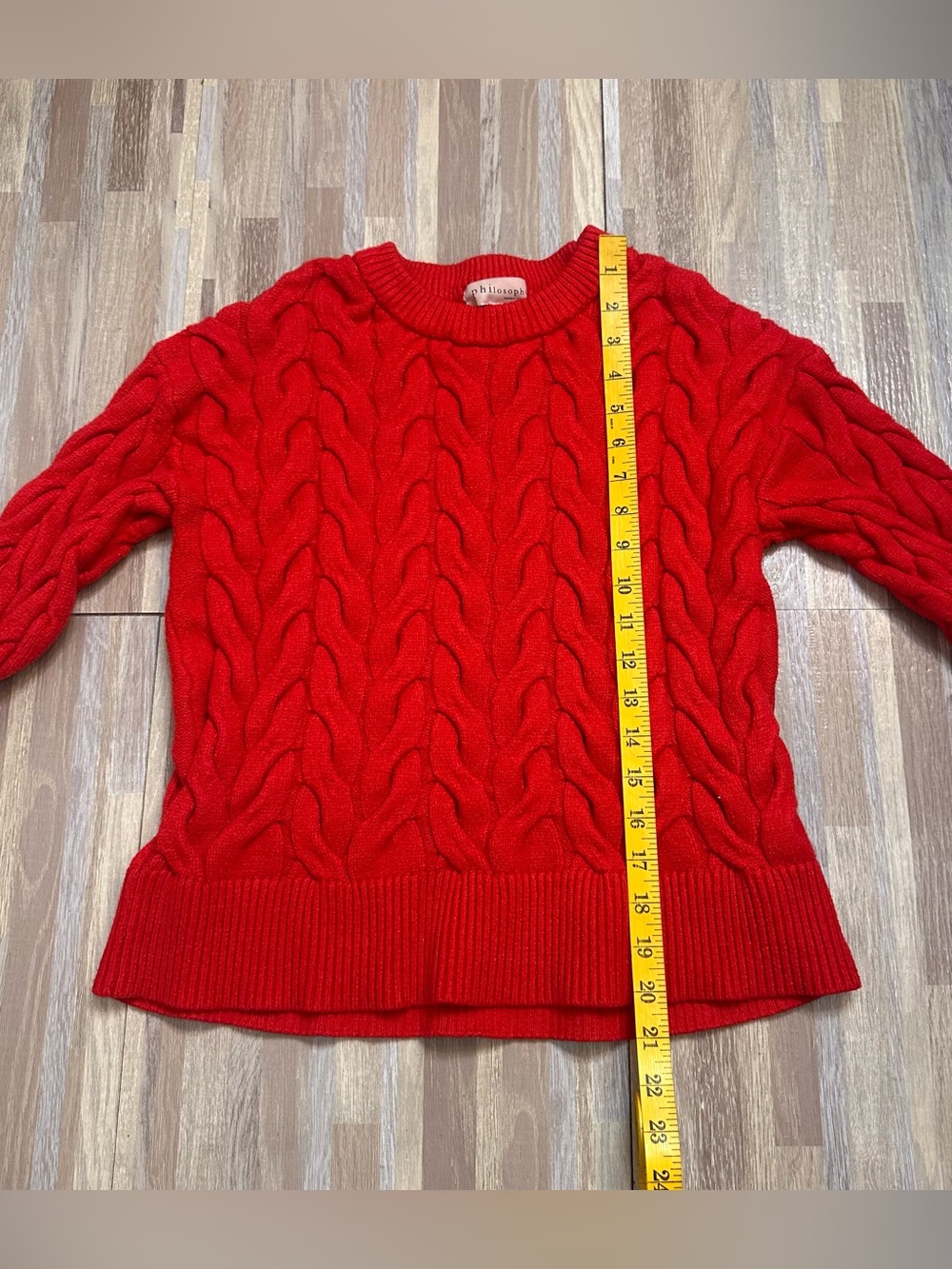Philosophy Red Cable-Knit Crewneck Sweater Women's Size Small - Picture 2 of 7